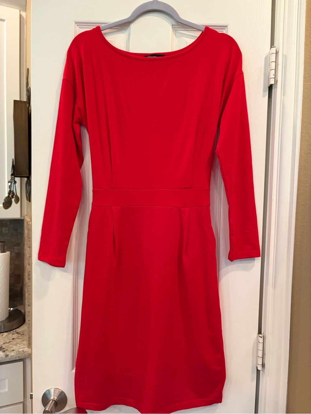 Red Long-Sleeve Crewneck Women’s Dress